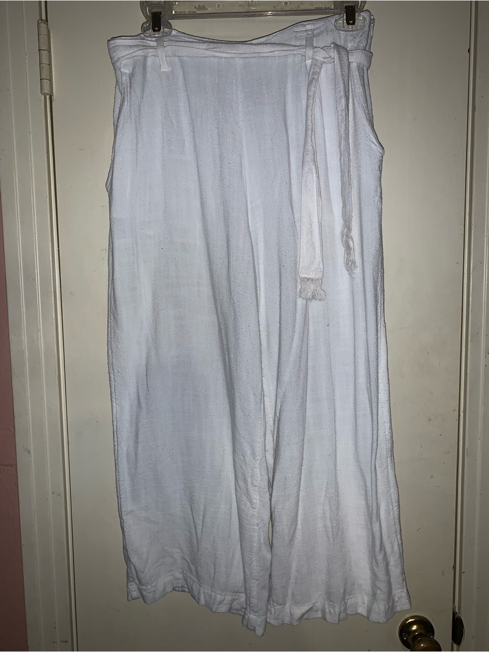 L*SPACE White Wide Leg Resort Pants Tie Waist Size Medium
